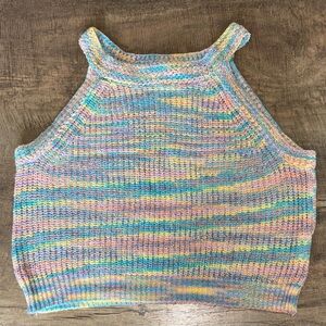Multicolor Knit Women's Halter Neck Top (M)